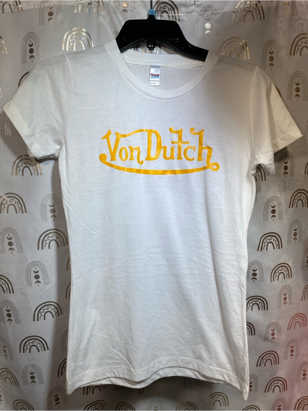 Von Dutch INSPO White Tee with Yellow Logo - Women's Top